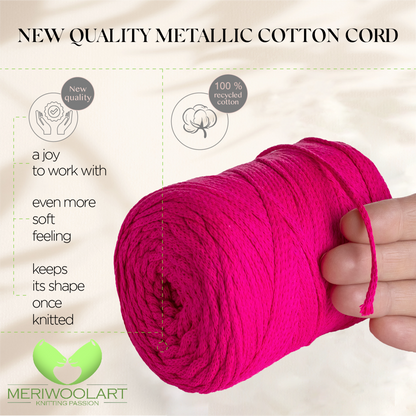Neon Pink Macramé Cotton 2mm 250m