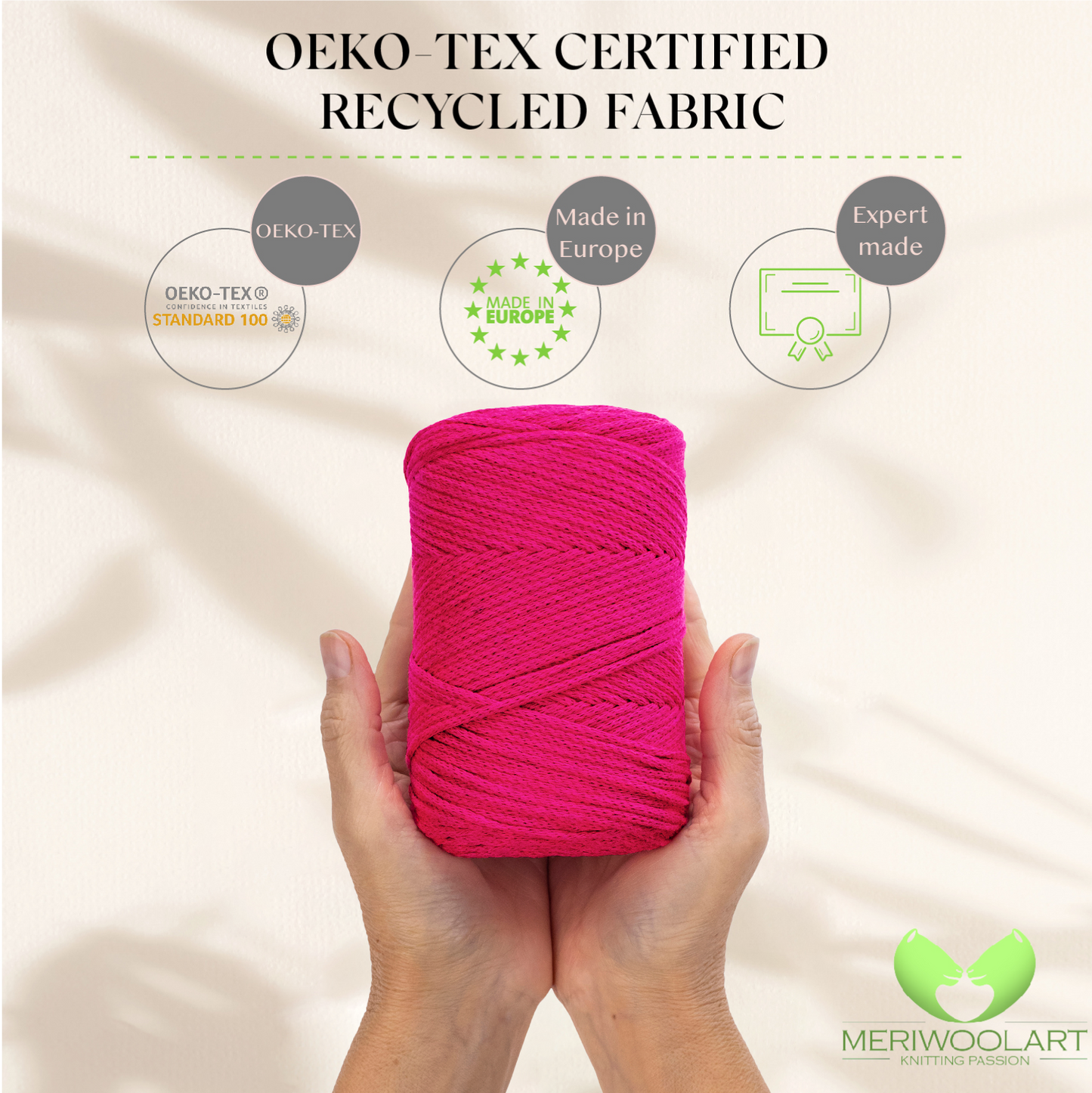 Neon Pink Macramé Cotton 2mm 250m