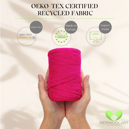 Neon Pink Macramé Cotton 2mm 250m