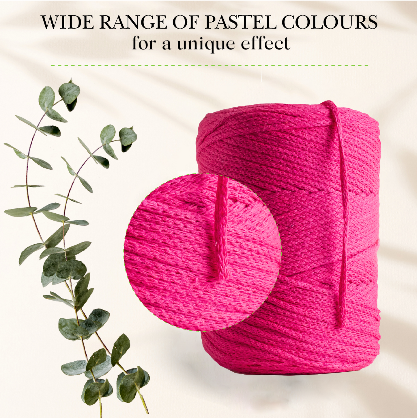 Neon Pink Macramé Cotton 2mm 250m