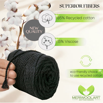 BLACK MACRAMÉ ROPE 4 MM, 75 M