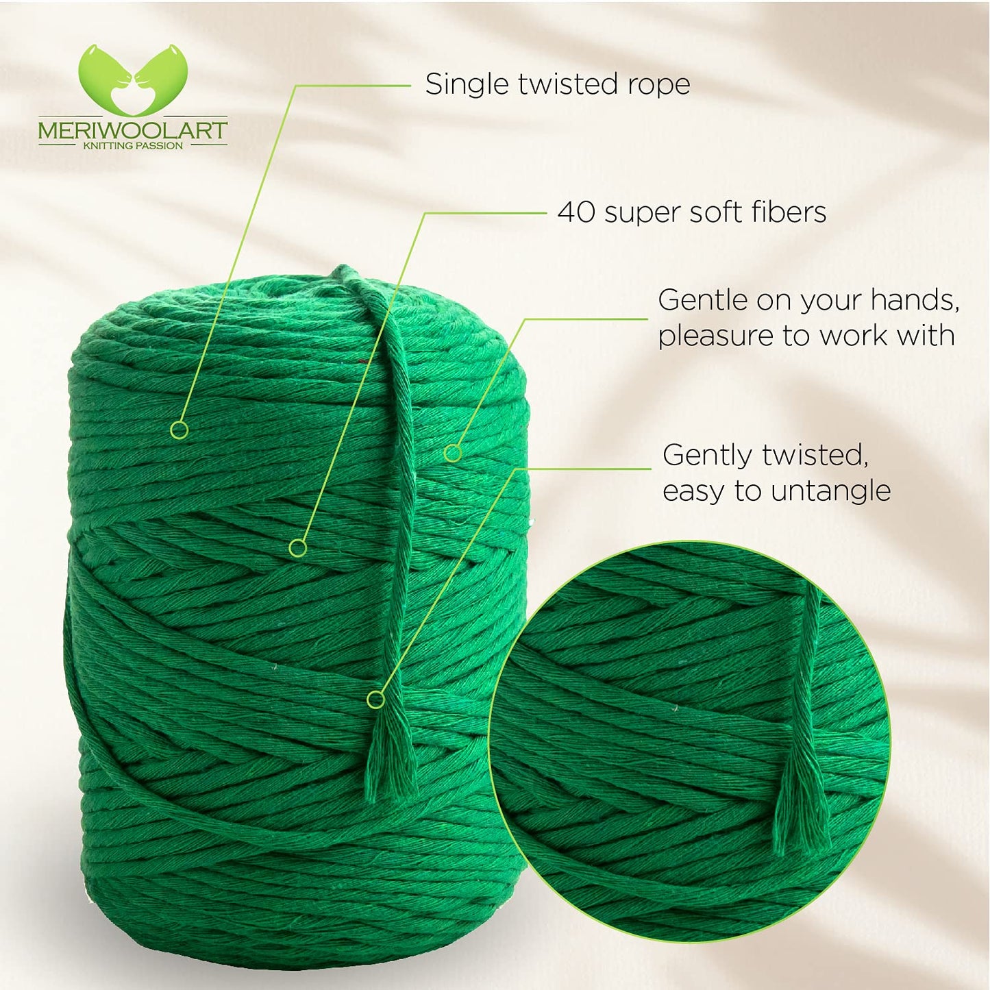 Green Single Twisted Macramé 4mm 225m