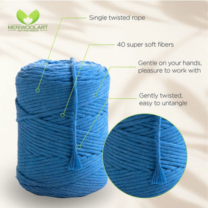 Blue Single Twisted Macramé 4mm 225m