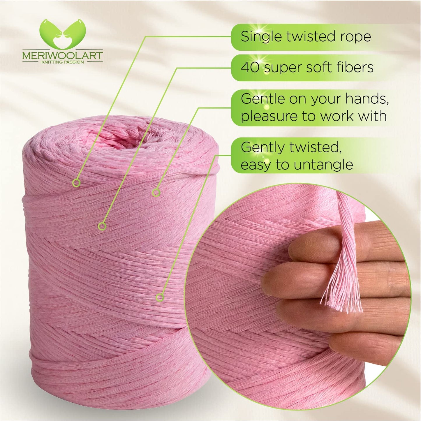 Pink Single Twisted Macramé 3mm 200m