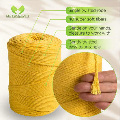 Tobacco Single Twisted Macramé 3mm 200m