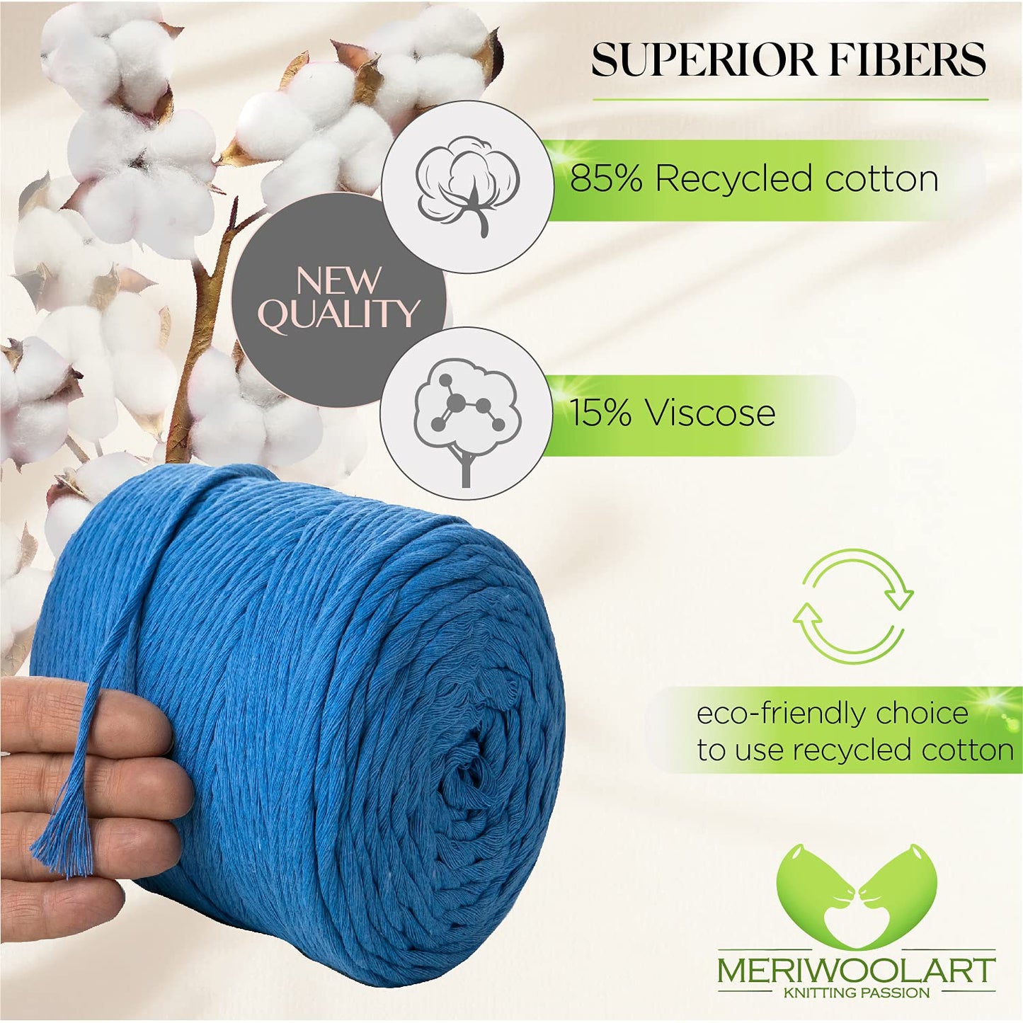 Blue Single Twisted Macramé 4mm 225m