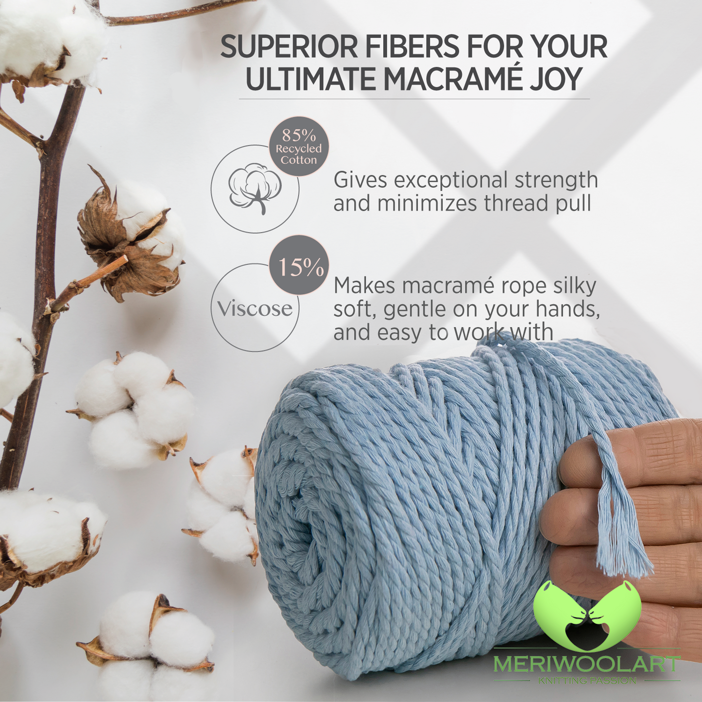 BABY BLUE MACRAMÉ ROPE 4 MM, 75 M