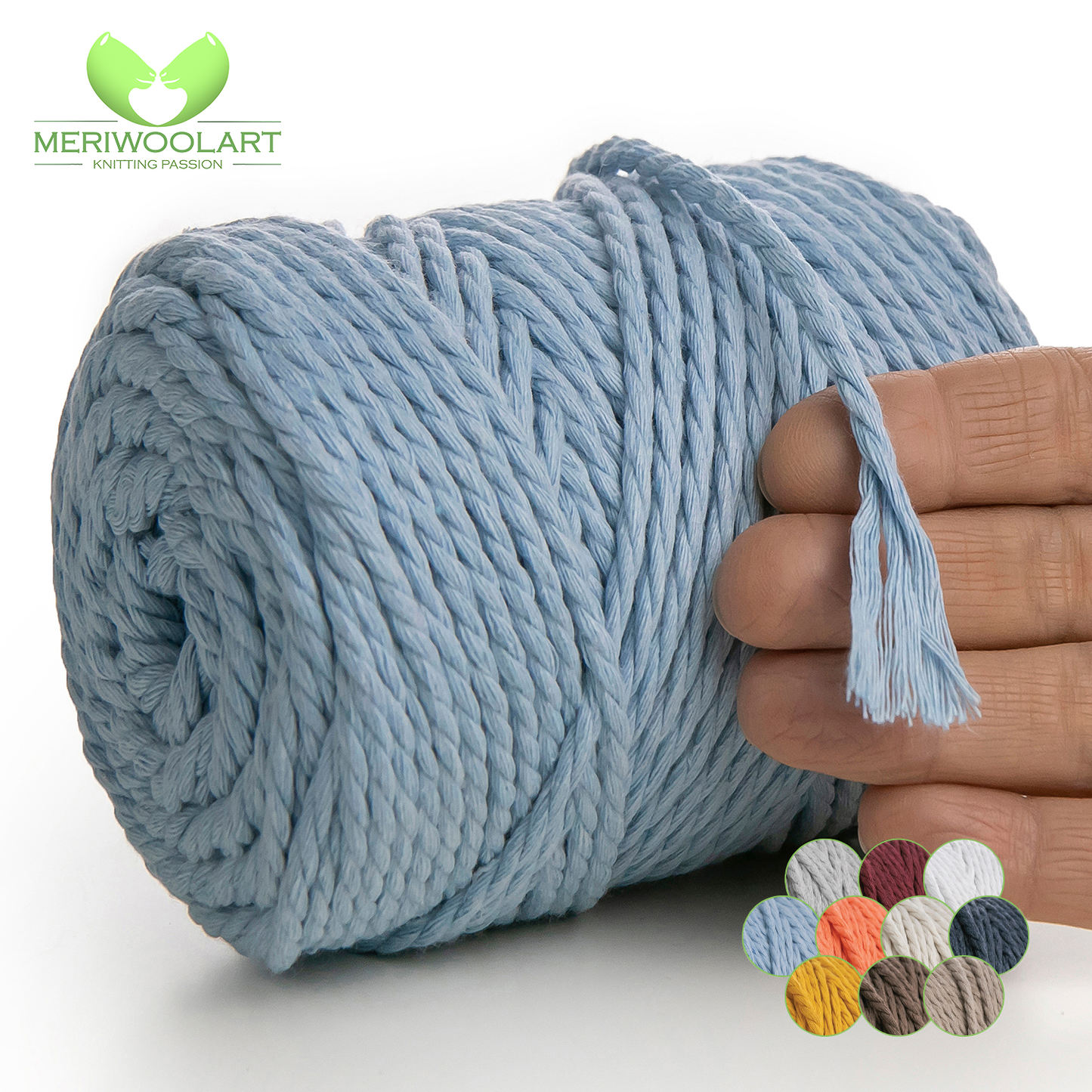 BABY BLUE MACRAMÉ ROPE 4 MM, 75 M