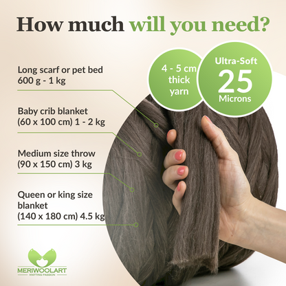 WING OF BRONZE SUPER CHUNKY MERINO WOOL 4-5 CM, 25 MICRONS