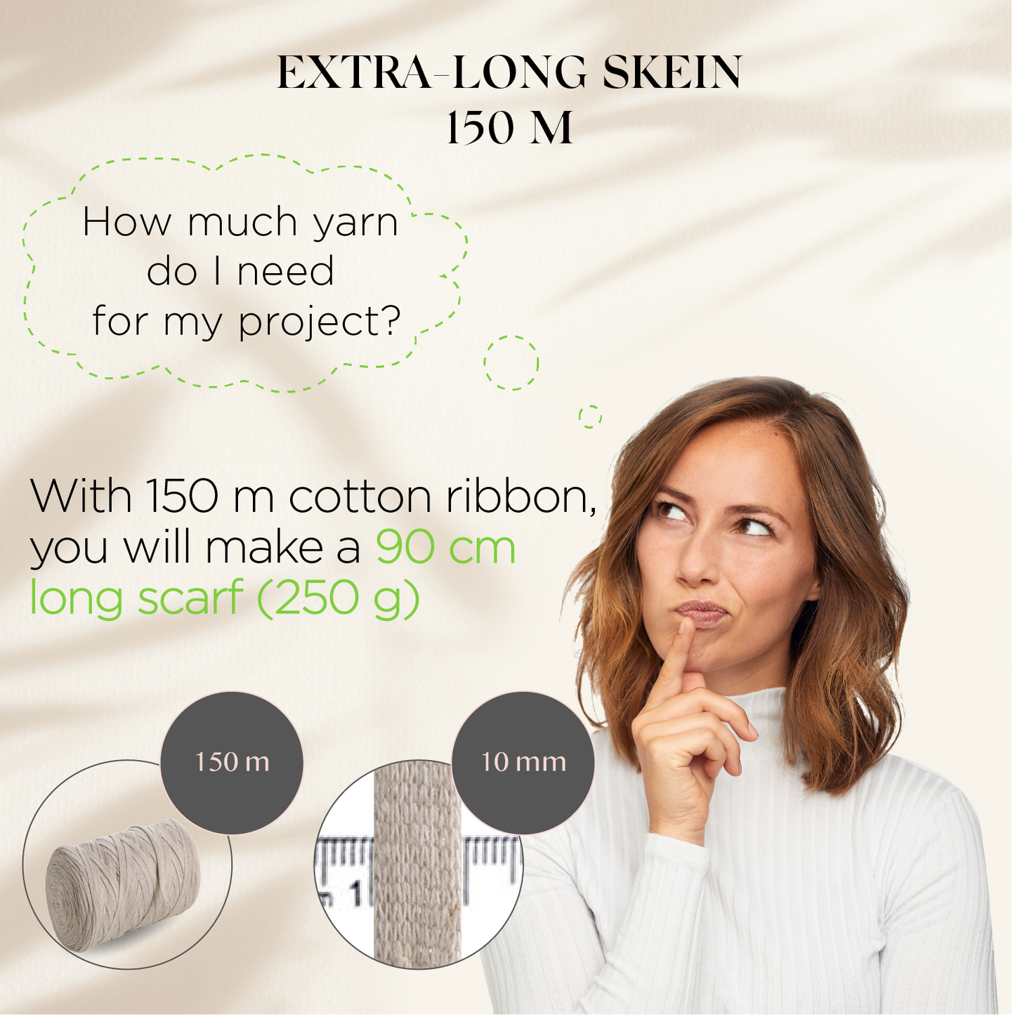Sand Cotton Ribbon 10m 150mm