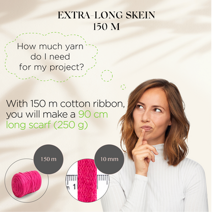 Neon Pink Cotton Ribbon 10mm 150m