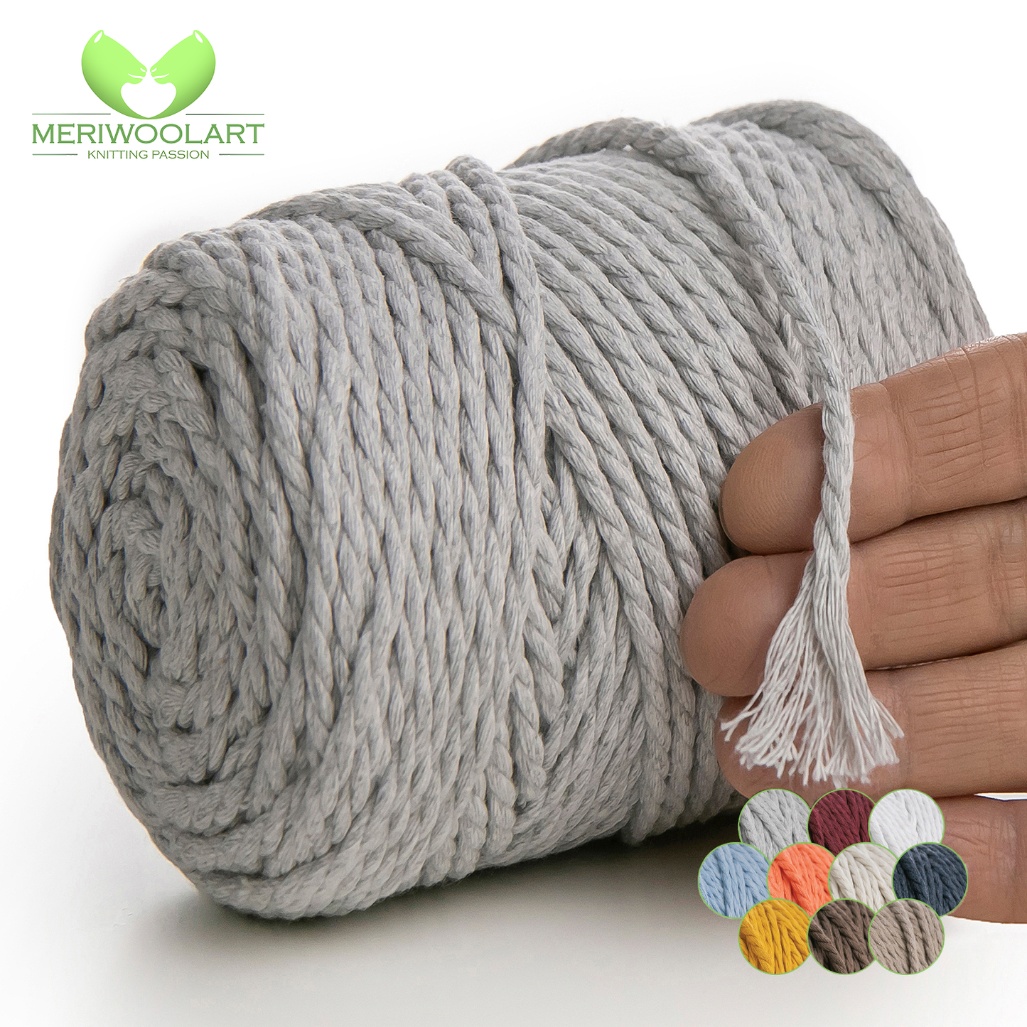 LIGHT GREY MACRAMÉ ROPE 4 MM, 75 M