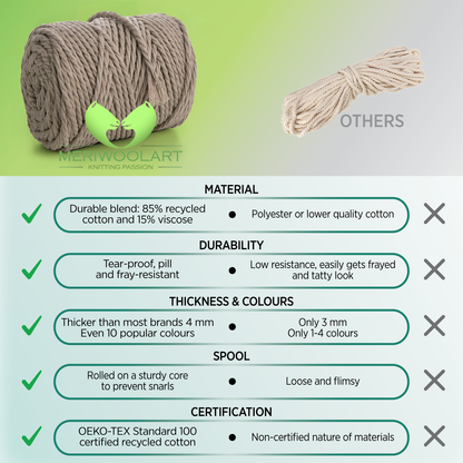 SAND MACRAMÉ ROPE 4 MM, 75 M