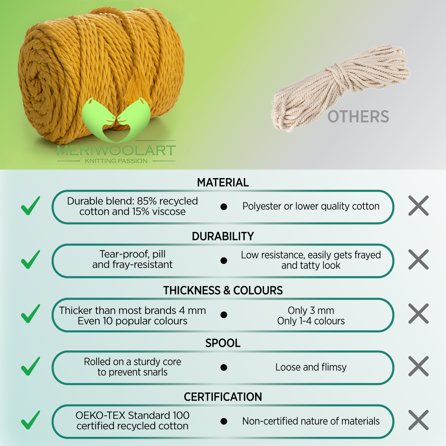 TOBACCO MACRAMÉ ROPE 4 MM, 75 M