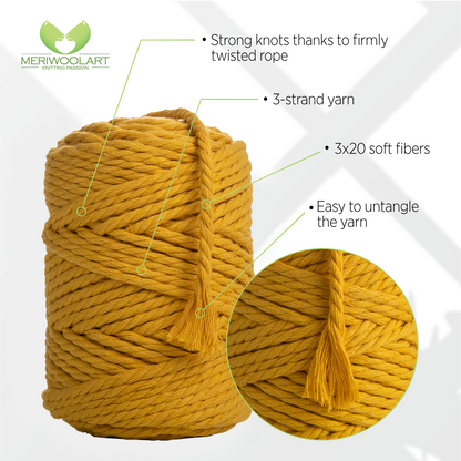 TOBACCO MACRAMÉ ROPE 4 MM, 75 M